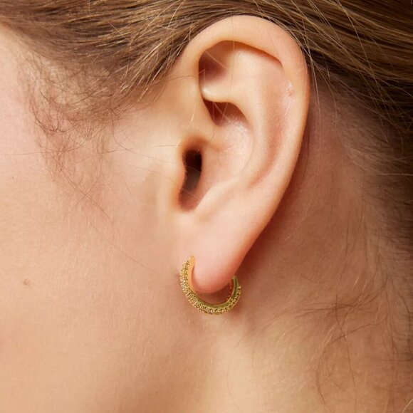 NWT Urban Outfitters 14k Gold Plated Rhinestone Hoop Earrings - Picture 1 of 4